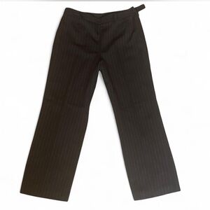 Vintage Dark Brown and Gold Pinstripe Women's Wide Leg Tailored Trousers